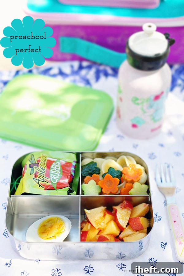 A healthy and colorful lunchbox for a 2-year-old