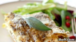 This autumn vegetarian lasagna is filled with ricotta and mozzarella cheeses, roasted butternut squash, and Brussels sprouts!