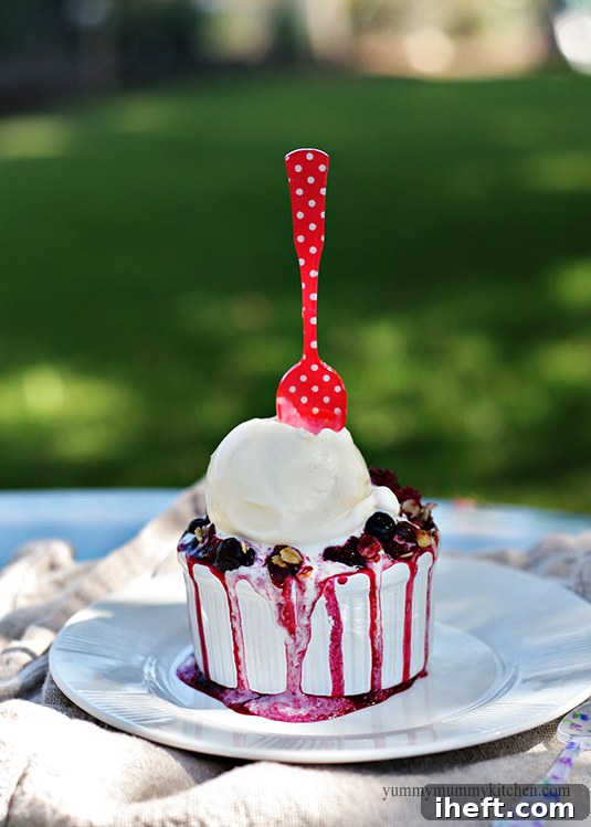 Close-up of Plum Berry Crisp, showcasing the fruit filling and crumbly topping