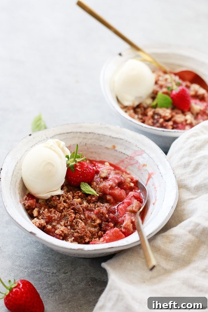 Plum Berry Crisp served with a scoop of vanilla ice cream