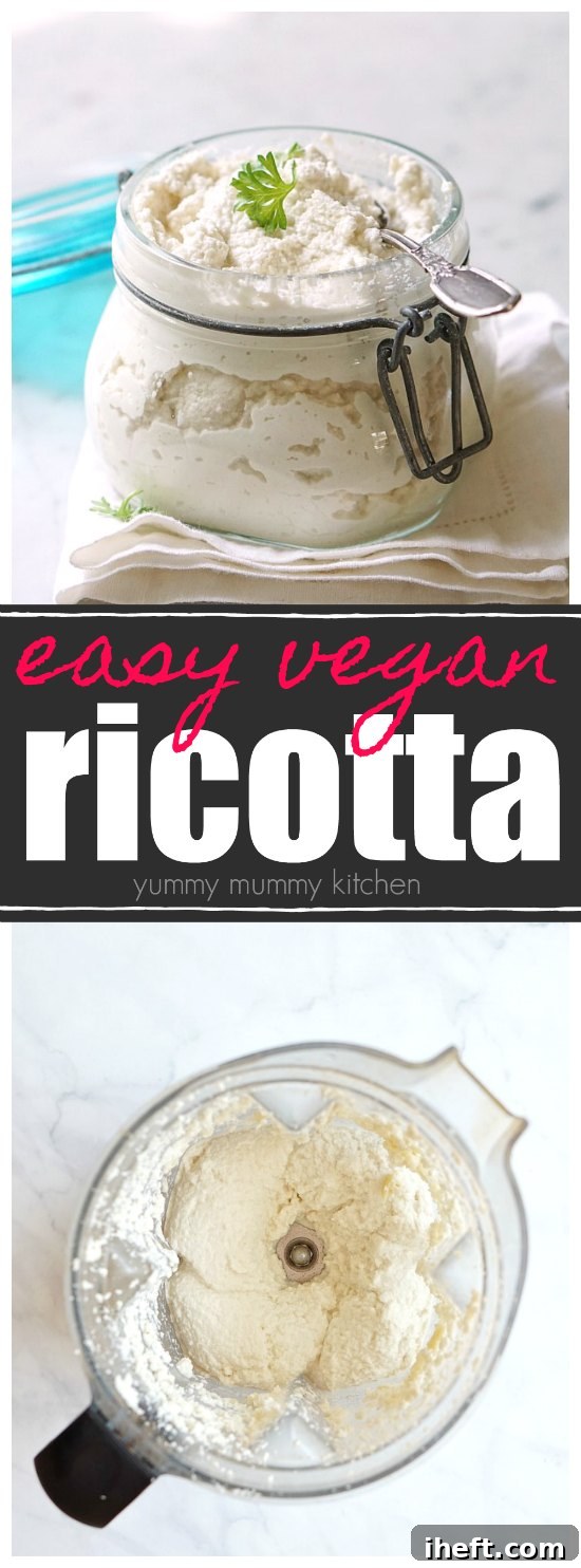 This is the BEST vegan ricotta recipe! It's made with almonds and easy to make in the blender. Use it for vegan lasagna or spread on crackers. It's so delicious!