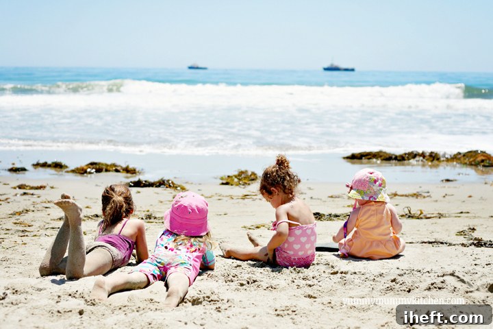 Kids playing at the beach, symbolizing a quick and easy meal after a long day. 