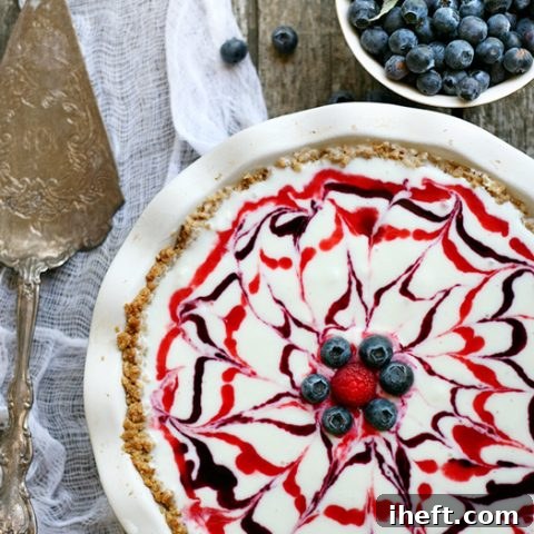 Red, White, and Blueberry Ice Cream Pie with Granola Crust