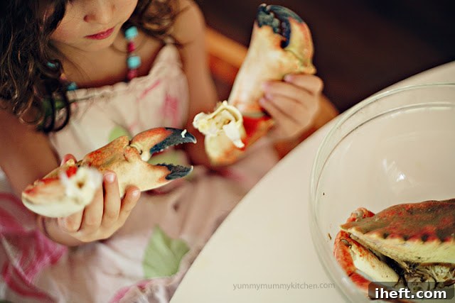 Freshly cooked crab ready for picking