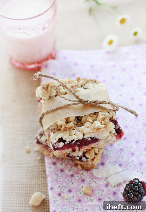 Fresh blackberries and coconut oil, key ingredients for crumble bars