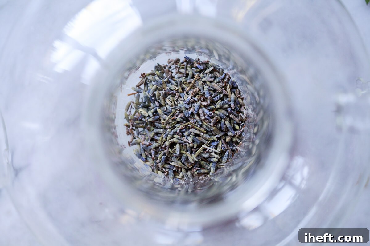 Dried lavender in a loose tea diffuser, ready for brewing.