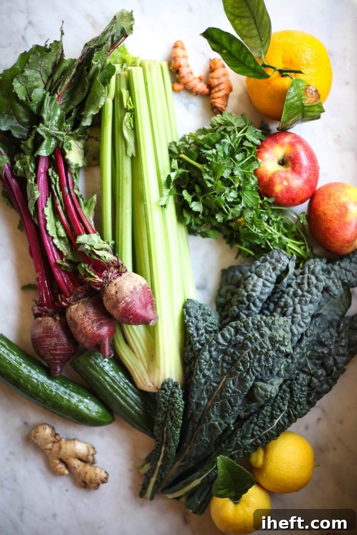 Fresh produce on a marble kitchen counter. 