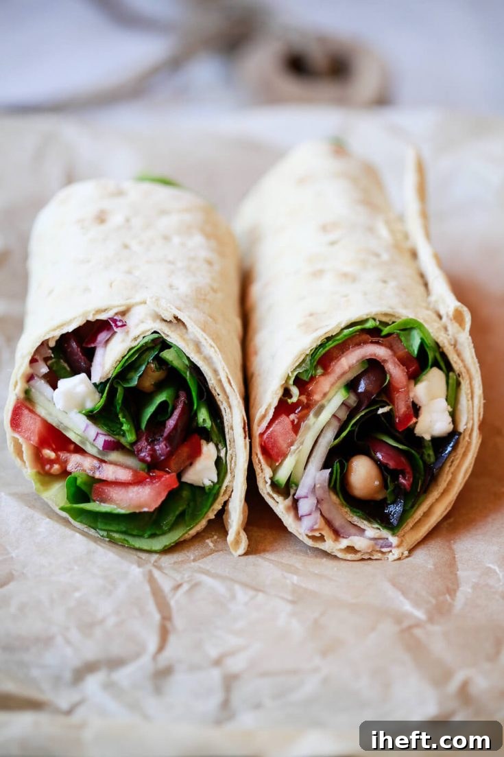 Mediterranean wraps for a healthy lunch idea.