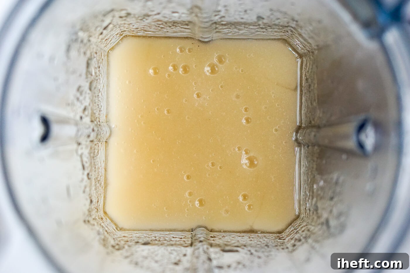 Smooth creamy prepared sea moss gel in a blender.
