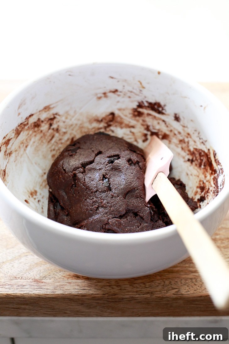 This dark chocolate chocolate chip cookie dough is vegan, paleo, and gluten-free! 
