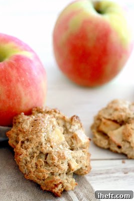 Another perspective of rustic apple oat breakfast cookies, showing their hearty texture.