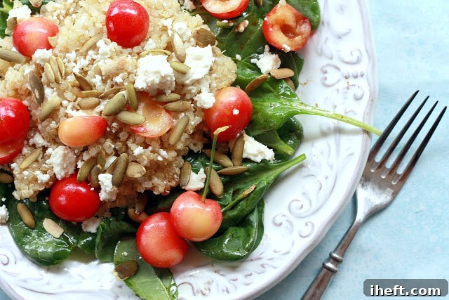 Close-up of the delicious Quinoa Salad ingredients mixed together
