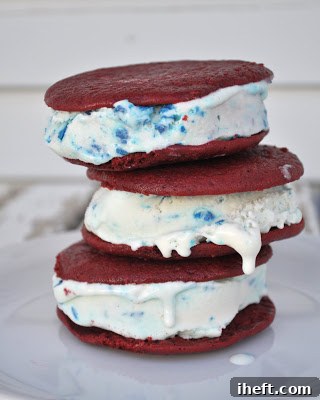 Delicious Red, White, and Blue Ice Cream Sandwiches for Fourth of July
