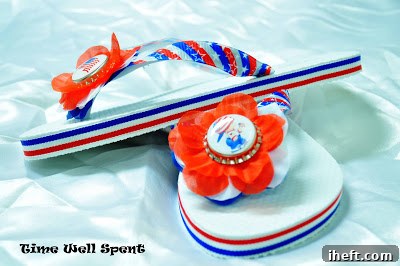 Crafting DIY 4th of July Flip Flops for festive footwear