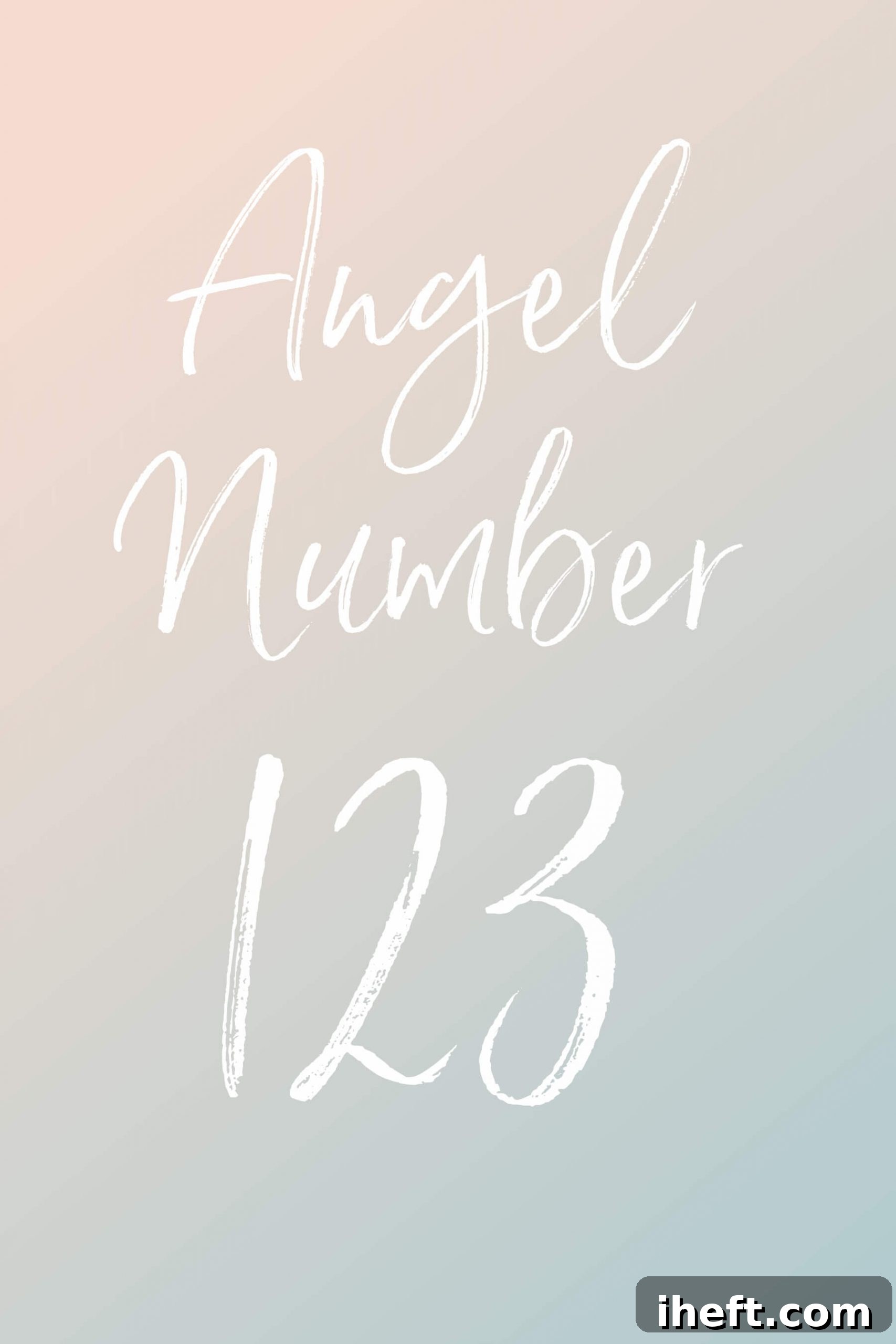 A pastel pink and blue background with white text overlay that reads "angel number 123"