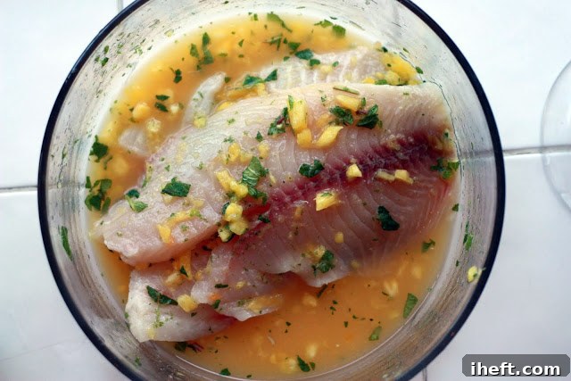 Pineapple Mojito Tilapia with garnish
