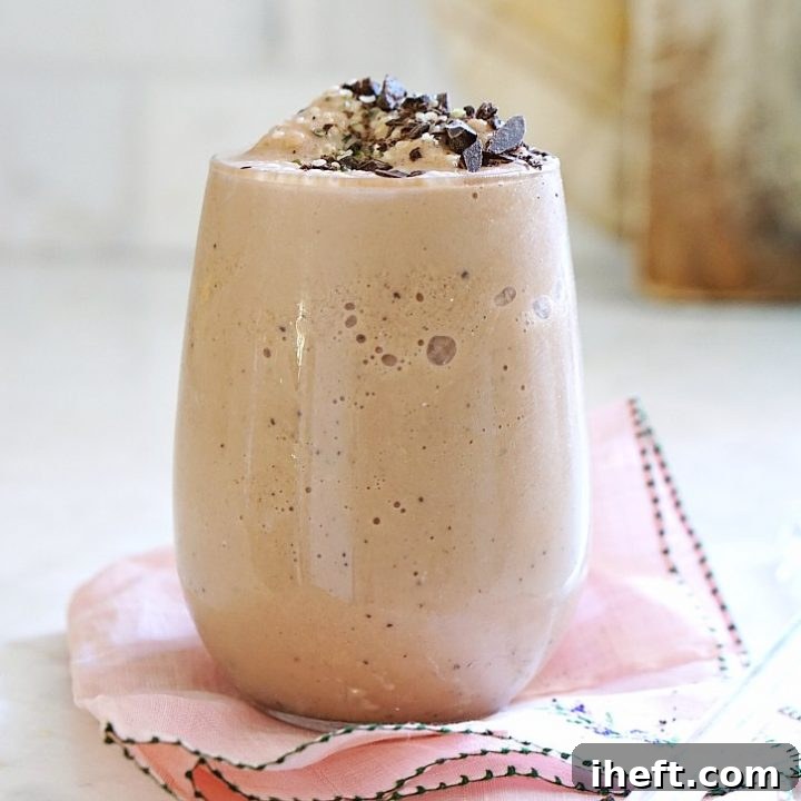 Delicious and healthy Chocolate Maca Smoothie, perfect for energy and hormone balance.
