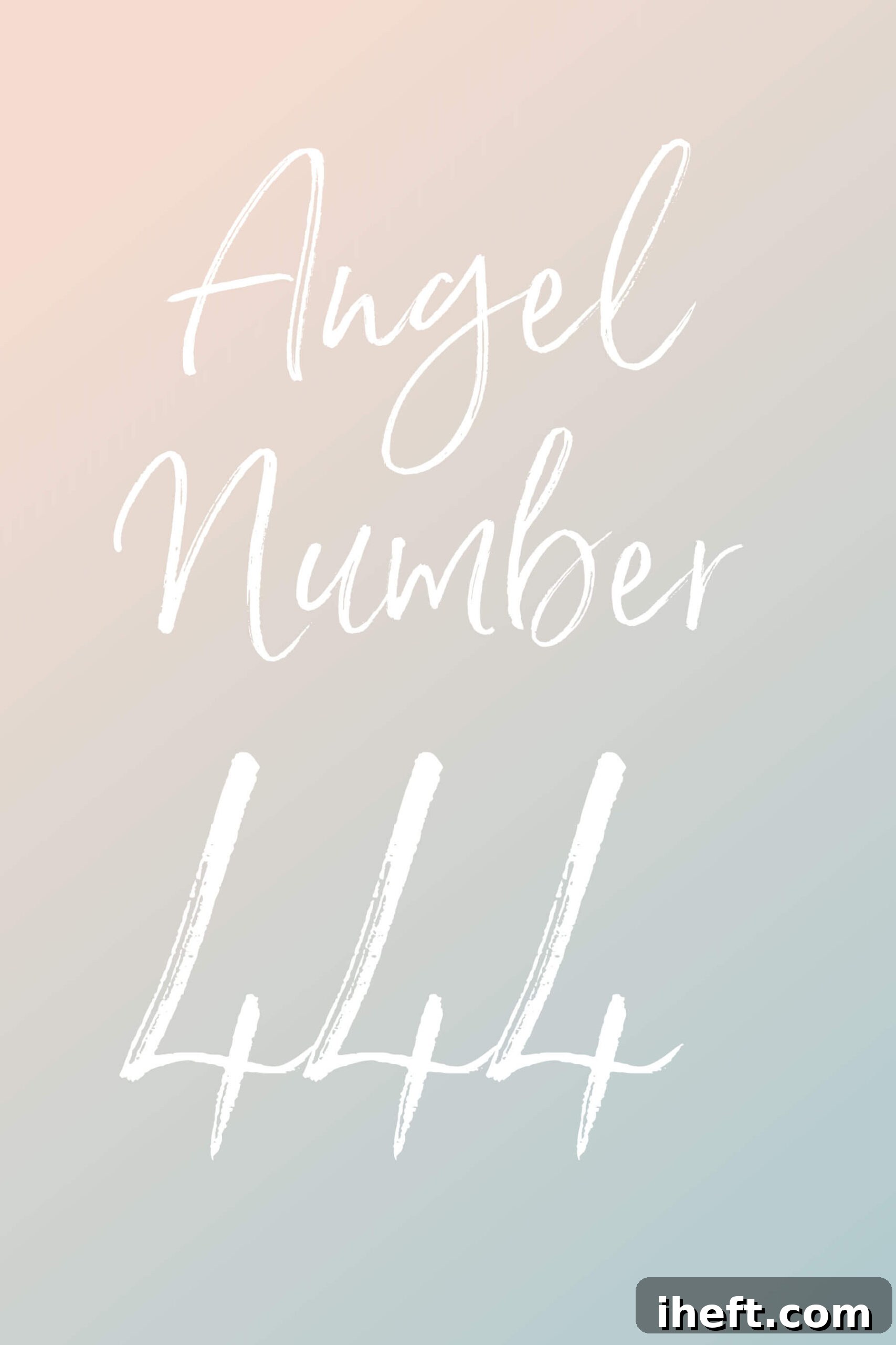 A pastel pink and blue background with white text overlay that reads "angel number 444"