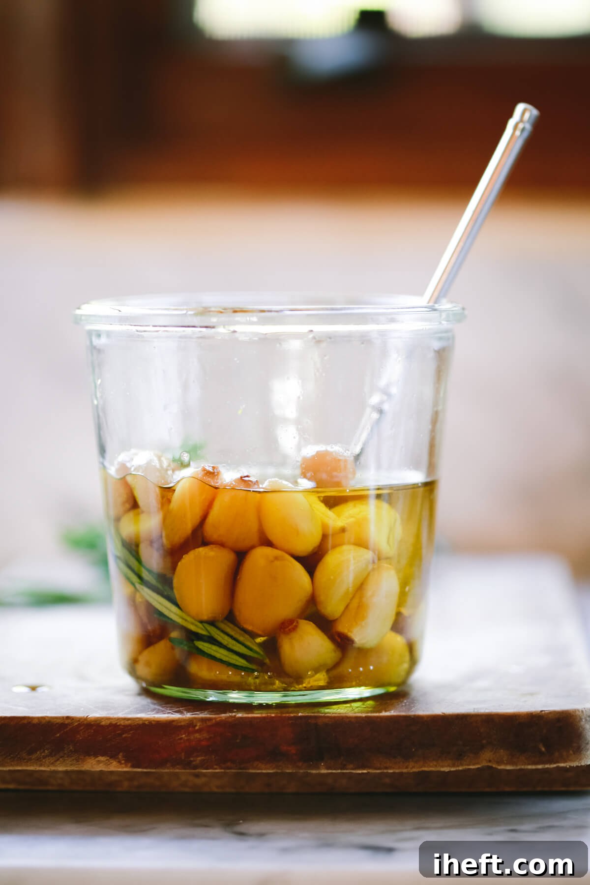a jar of garlic confit