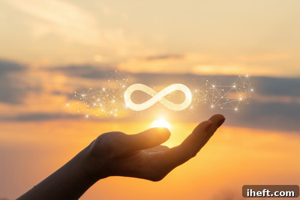A magic infinity symbol hovers over a hand. 