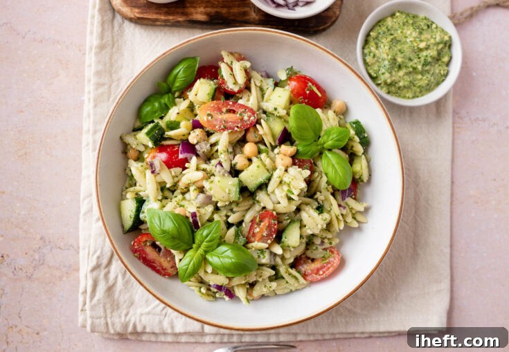 Pesto Orzo Salad for Pinterest sharing