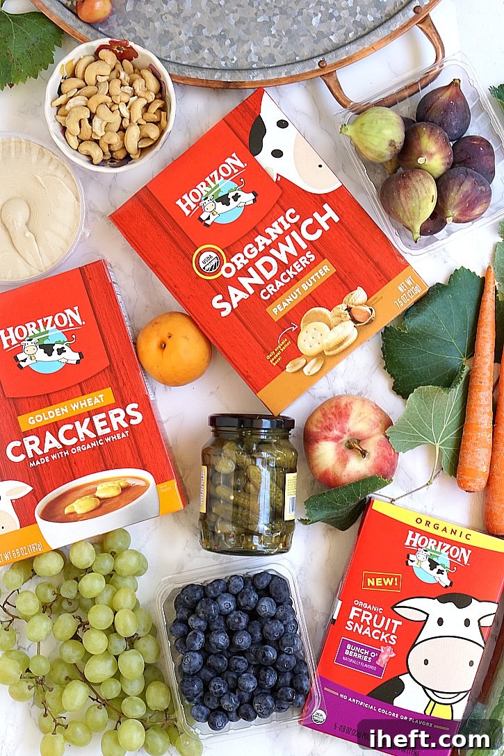 Fresh fruit and Horizon Organic snacks are perfect for a party platter.