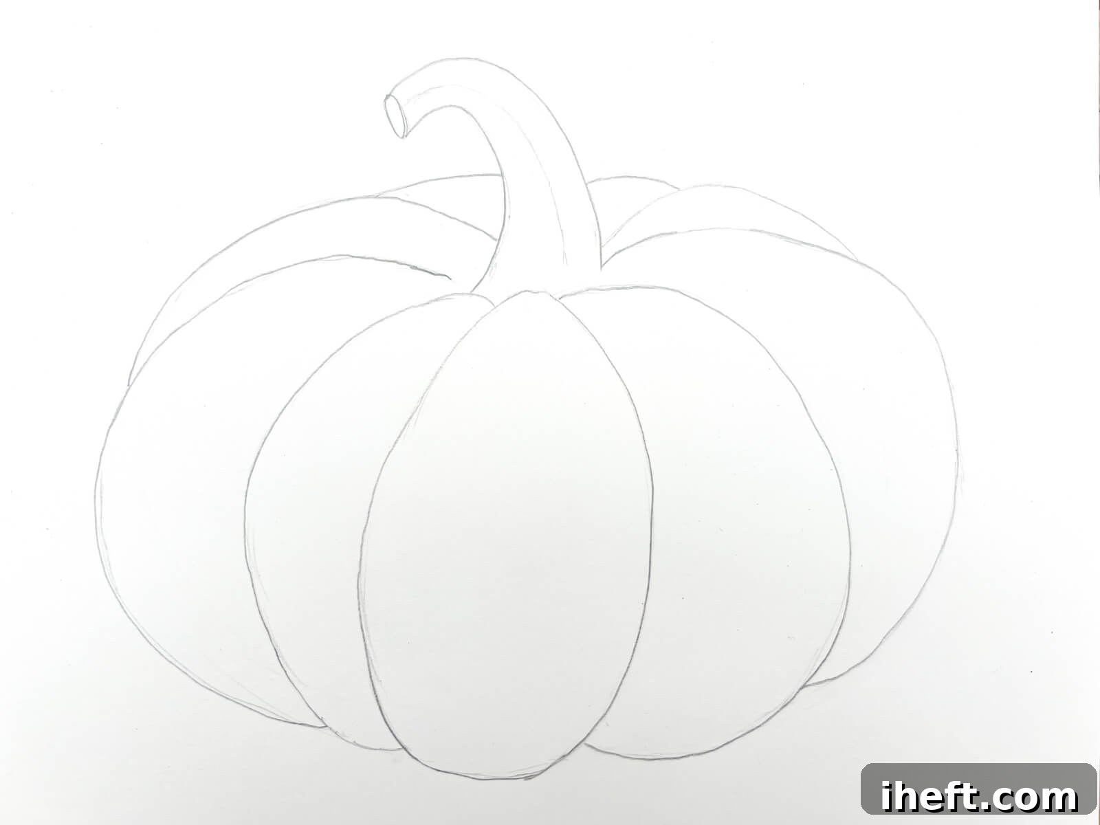 The finalized simple pumpkin drawing outline before coloring.