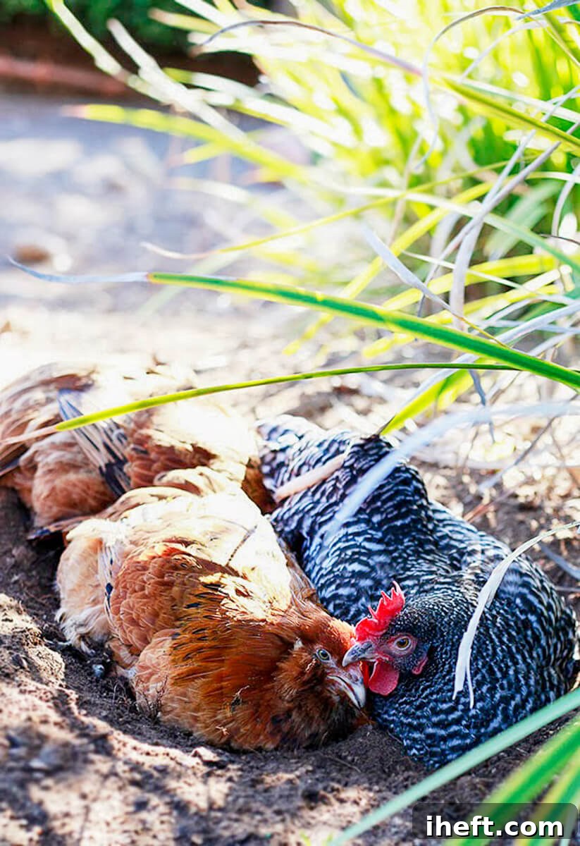 A flock of chickens, including blue egg layers, enjoying a sunny day in the coop.