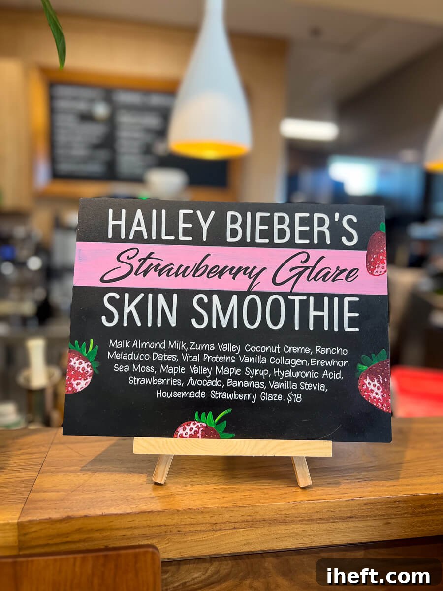 A sign at the Erewhon smoothie bar that reads 