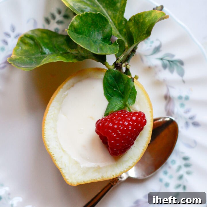 A lemon posset in lemon shell.