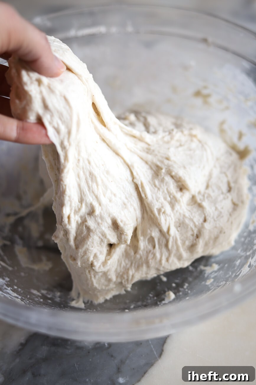 Sourdough stretch and folds.