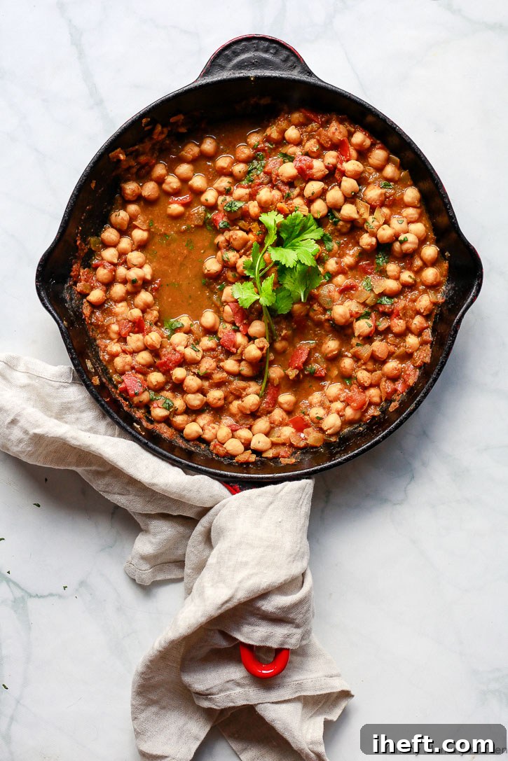 This easy Chana Masala recipe comes together beautifully in just one pan, making it a perfect quick and healthy vegan meal with minimal cleanup.