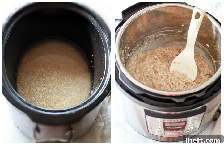 Steel cut oats are incredibly simple to prepare in either a slow cooker crock pot or an Instant Pot pressure cooker, offering a versatile breakfast solution.