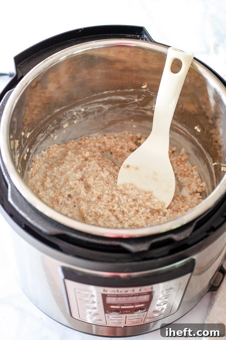 An easy and quick recipe for steel cut oats made in the Instant Pot pressure cooker, perfect for busy mornings.