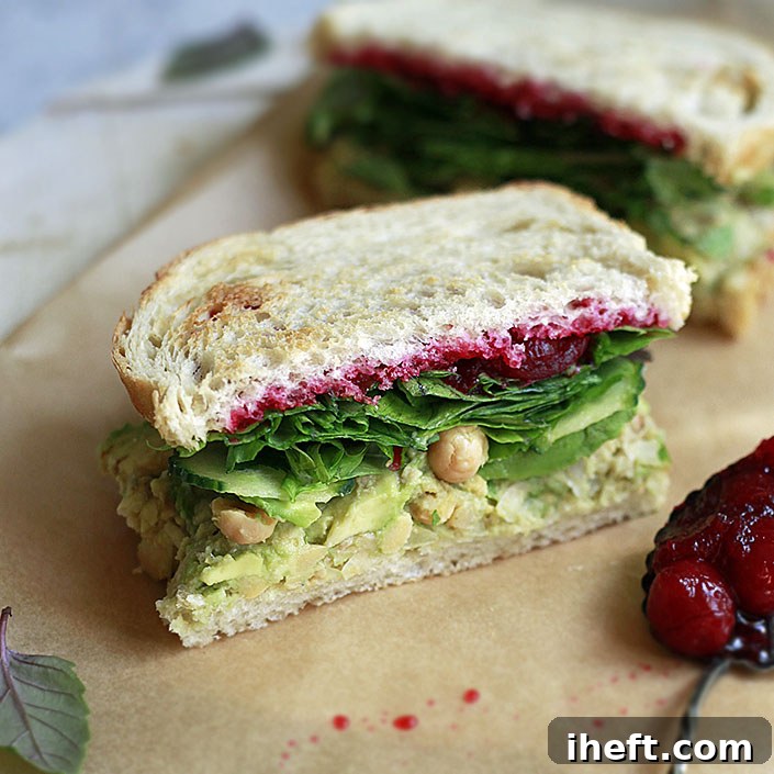 Smashed Chickpea and Avocado Salad Thanksgiving Sandwich