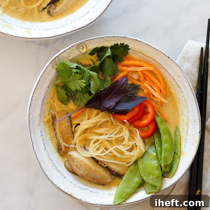 Curry Noodle Soup, a delicious and easy vegan recipe.