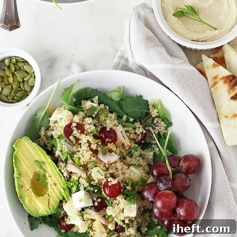 Quinoa Salad with Grapes, Feta, and Baby Kale