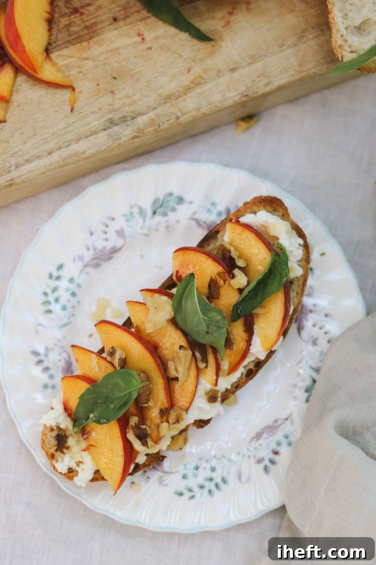 Peach Ricotta Toast with Honey and Basil