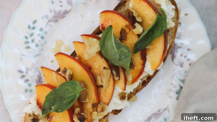 Peach Ricotta Toast with Honey and Basil 2 img 59313 7